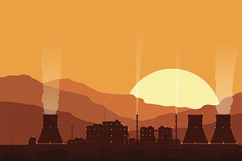 Silhouette Of A Nuclear Power Plant At Sunset 600