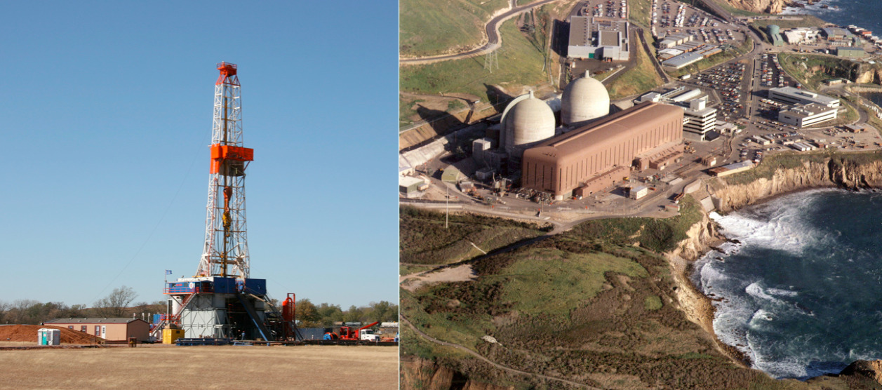 Gas And Nuclear Side By Side